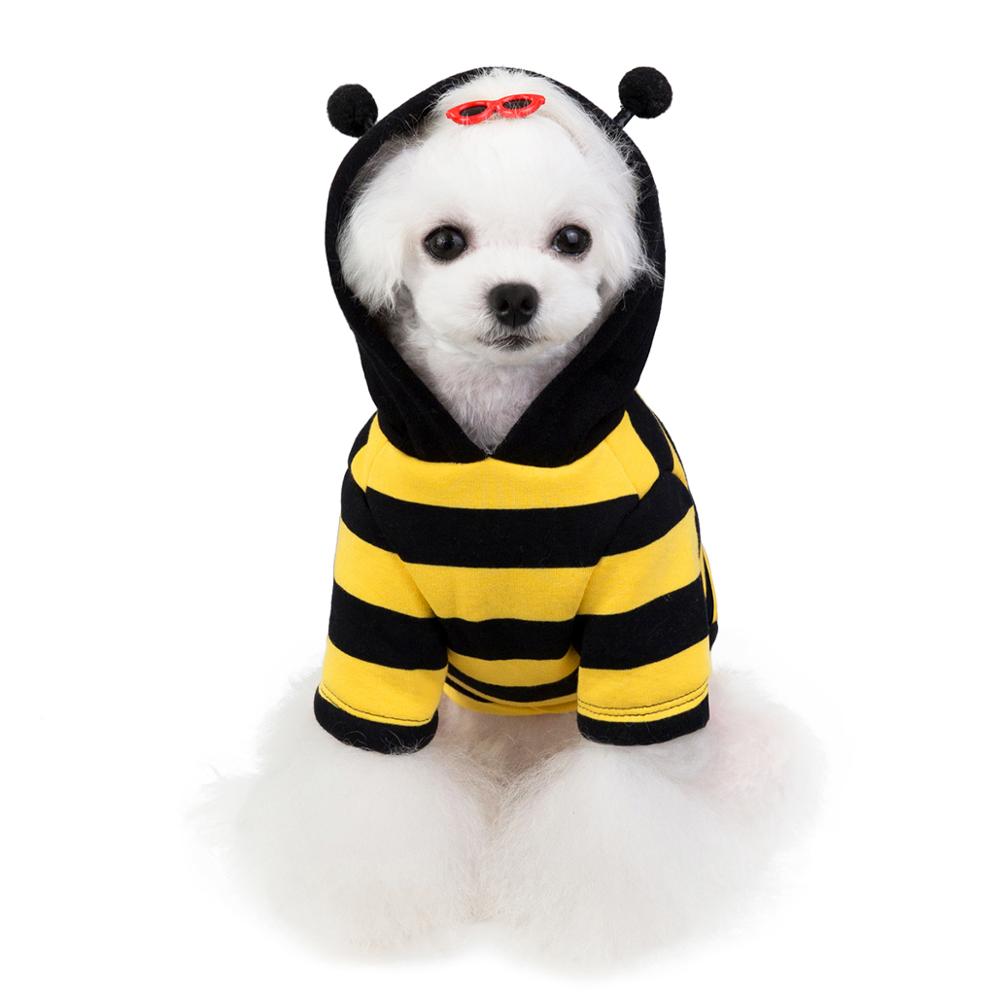 Hond Kat Jasje Gestreepte Pet Puppy Hoodie Trui Bee Winter Warm Kleding Apperal 5 maten 2 Kleuren