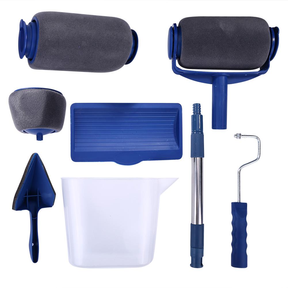 Multifunction DIY Paint Roller Brush Handle Tool Home Office Room Wall Roll Paint Brush Kits Triangle Wall Decor Paint Roller: 7pcs-B