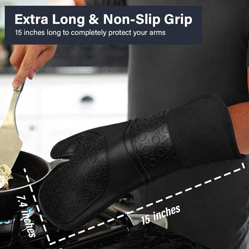 Extra Lange Siliconen Ovenwanten En Pannenlappen Sets, Hittebestendige Ovenwanten Met Gewatteerde Voering, mini Oven Handschoenen