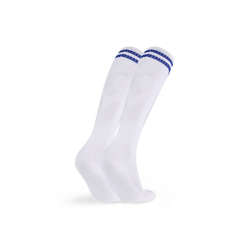 JIANFEI Professionelle Kinder Sport Fußball Socken Anti Slip Fußball Laufen Lange Strumpf Über Knie Gummi Socken: White blue