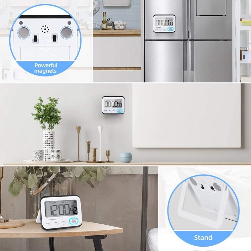 ! Digital Kitchen Timer LCD Cooking Timer, Alarm And Clock, Count Down And Count Up, Magnetic Back And Free Stand, Loud