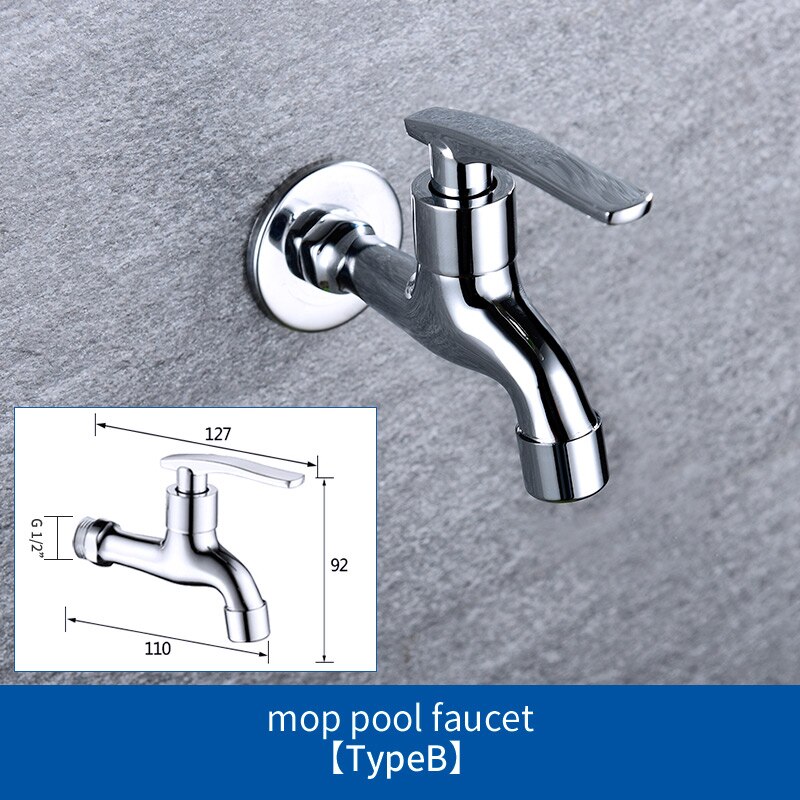Wall Mounted Lengthen Washing Machine Tap Mop Pool Tap Garden Outdoor Water Modern Kitchen Bathroom Faucet: B Type