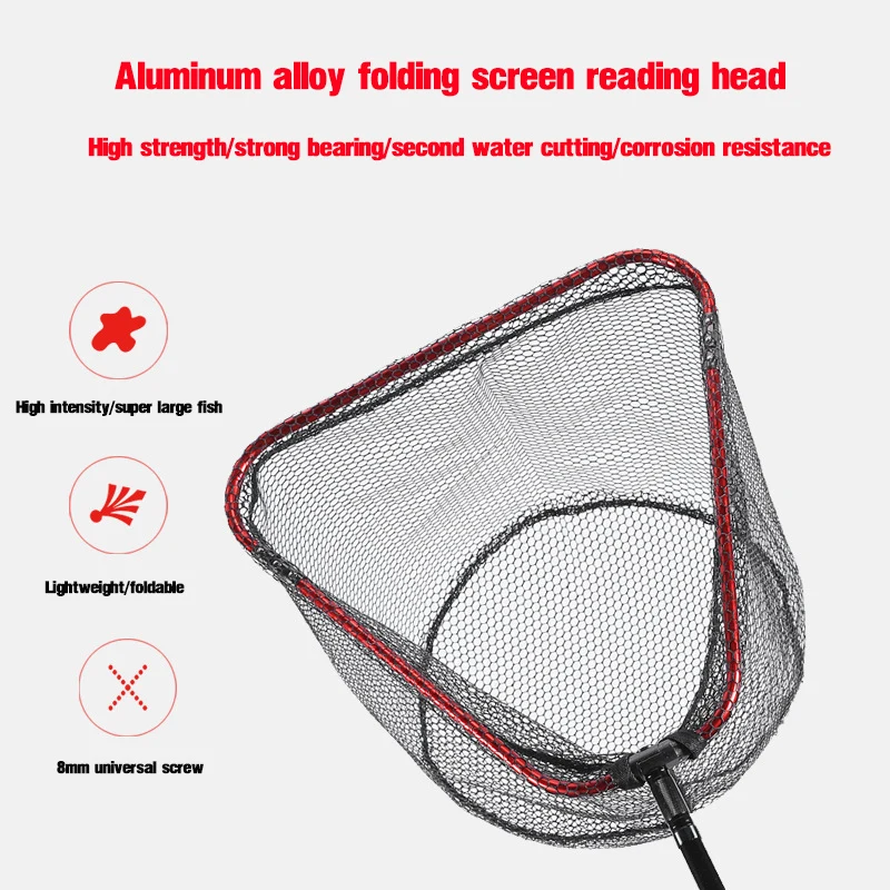 Aluminum Alloy Rubber Coated Fish Landing Net Foldable Telescopic Sea Fly Fishing Net Floating Fishing Net 40cm/60cm/65cm