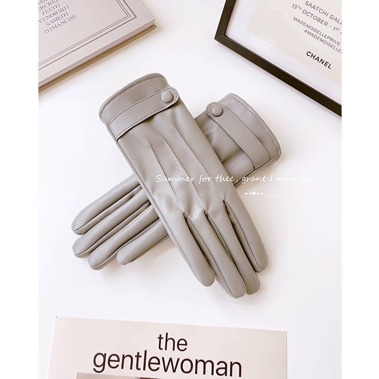 guantes tactiles guantes de invierno guantes mujer vestidos de Guantes de cuero de invierno para mujer, manoplas de terciopelo grueso para mantener el calor para conducir, pantalla táctil corta: Gloves 3