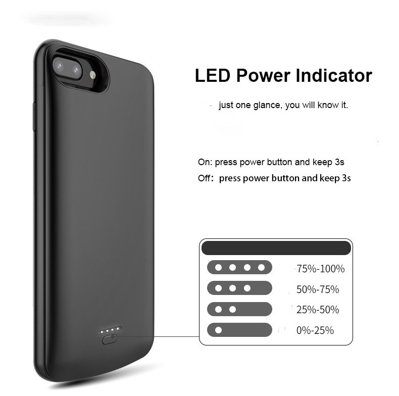 4000/5500Mah Kabel Gratis Batterij Case Voor Iphone 6 7 8 Plus Power Bank Opladen Case Voor Iphone se Battery Charger Case