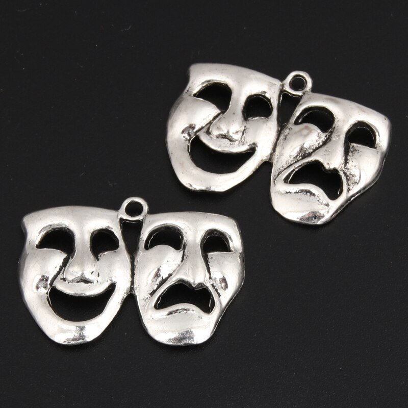 15 Stuks Zilver Kleur 30.5X22Mm Masker Charms Gelukkig En Sad Face Hanger Theatre Voor Diy Handgemaakte sieraden Maken Accessoire