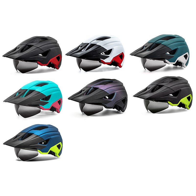 Mtb Helm Fietsen Mannen Vrouwen Rijden Met Achterlicht En Zonneklep Goggles Xc Weg Mountainbike Helmen Met Lens casco Ciclismo