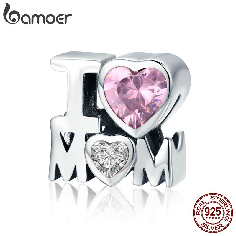 BAMOER-abalorio de plata de primera ley con forma de corazón para mujer, collar, plata esterlina 925, para madre, SCC579