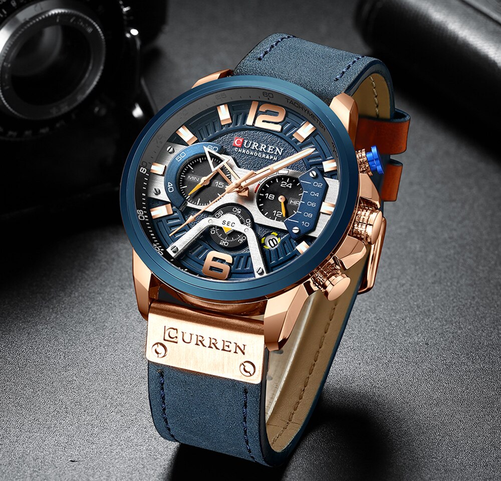 Curren Horloge Heren Horloges Topmerk Luxe Mannen Casual Lederen Waterdichte Chronograaf Mannen Sport Quartz Klok Relogio Masculino