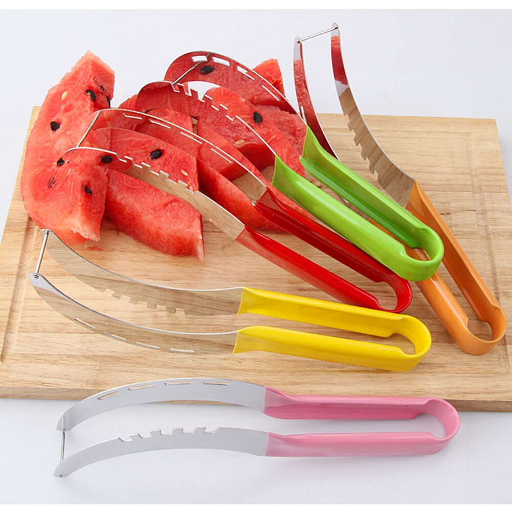 Kleurrijke Watermeloen Slicer Keuken Gadgets Rvs Fruit Cutter Meloenen Mes Snelle Watermeloen Snijmachine Snijgereedschap
