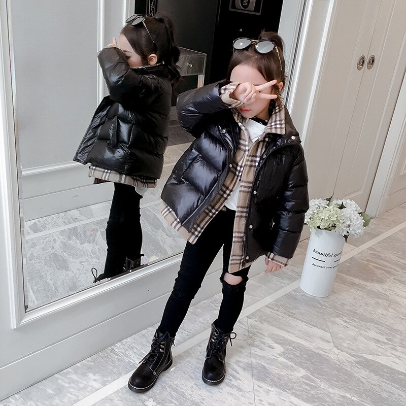 Winter Dikke Jas Meisjes Patchwork Parka Zwart Lange Mouwen Baby Meisje Kleding Winter Tiener Meisjes Jassen Kleding