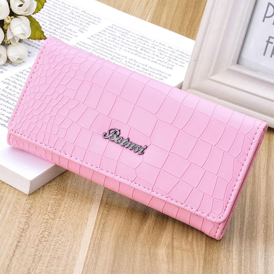 2018 nowych kobiet wzór z kamieniem monety kiesy długi portfel na karty posiadacze torebka Feminino Portmonee kobiety magnes Carteras