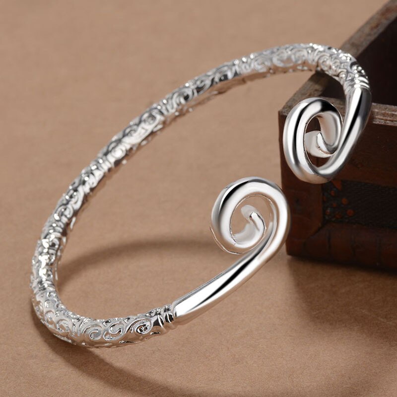 Pulsera de aro dorado para adolescentes, accesorios de estilo tradicional chino, brazalete Vikingo, brazalete para hombres y mujeres: Silver