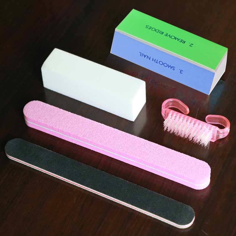 Ferramentas para arte em unhas, bloco de amortecedor, lixa, polimento, lixa, pincel de unha, profissional, cuidados com as unhas de manicure e pedicure: 5pcs style P