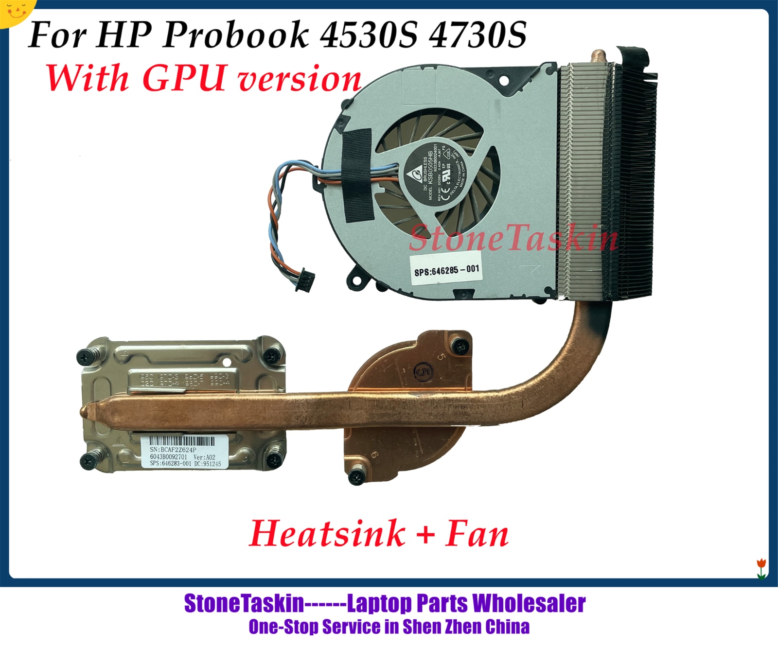 StoneTaskin Original For HP Probook 4530S 4730S Laptop FAN KSB0505HB 646283-001 646285-001 GPU Cooling Heatsink with Fan Test: Heatsink with Fan