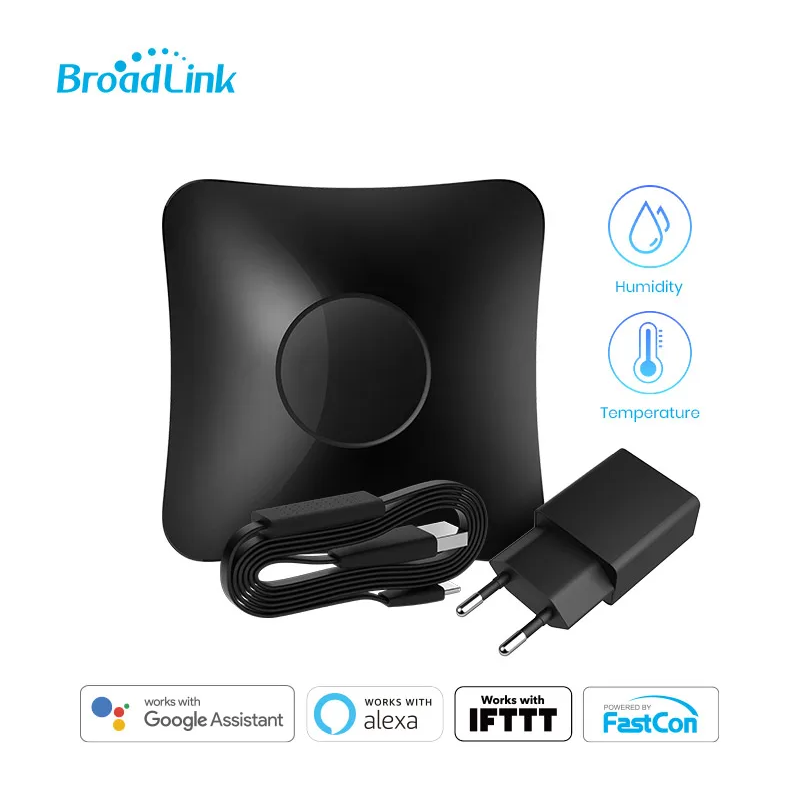 BroadLink RM4 Pro versión Hub remoto Universal inalámbrico con Sensor de temperatura y humedad HTS2 solución para el hogar inteligente: Negro