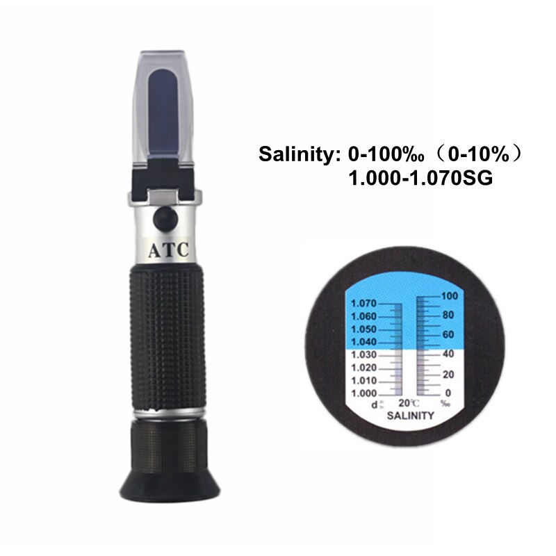 Zoutgehalte Refractometer 0-10% 1.000-1.070SG Optische Salometer Voor Zeewater Mariene Aquacultuur Voedsel Zout Tester 30% Off: without retail box