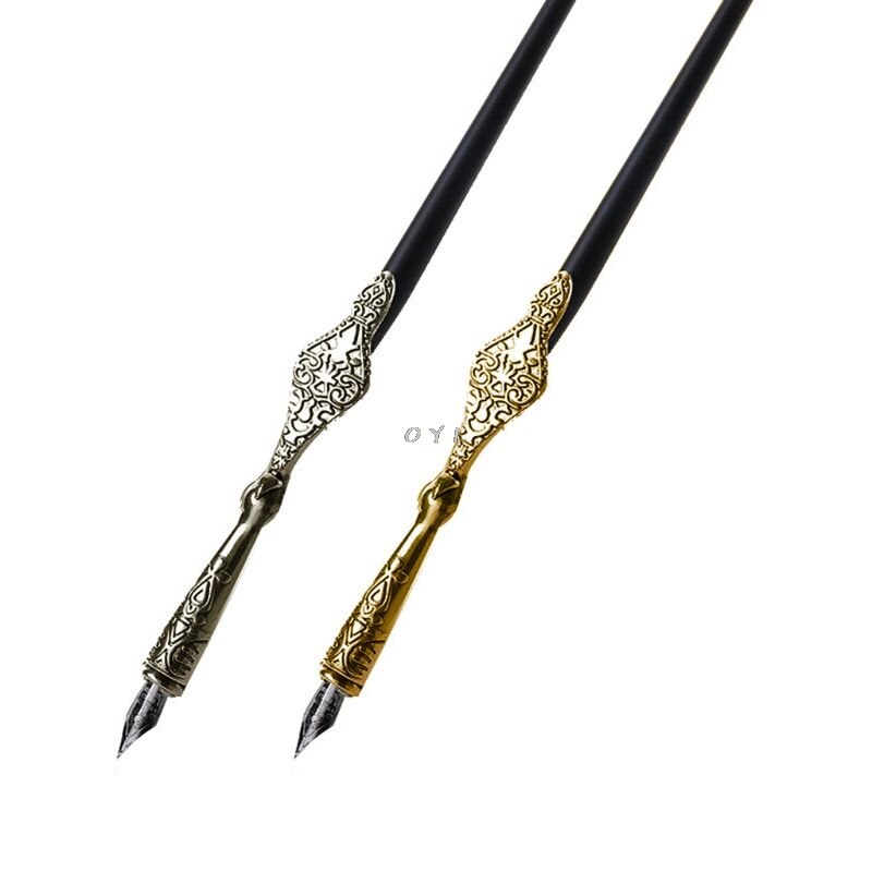 1PC Metal Carved Craft Script Antique Dip Pen Oblique Calligraphy Pen Holder Luxury, high-end, European style