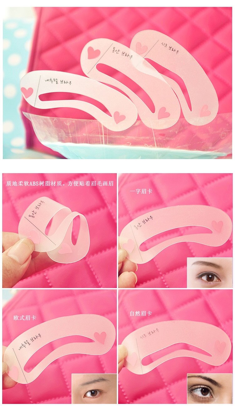 3pcs Set Magic Eye Brow Class Drawing Guide Eyebrow Stencil Card Template Helper Make Up Tool Shape For Eyebrows Template
