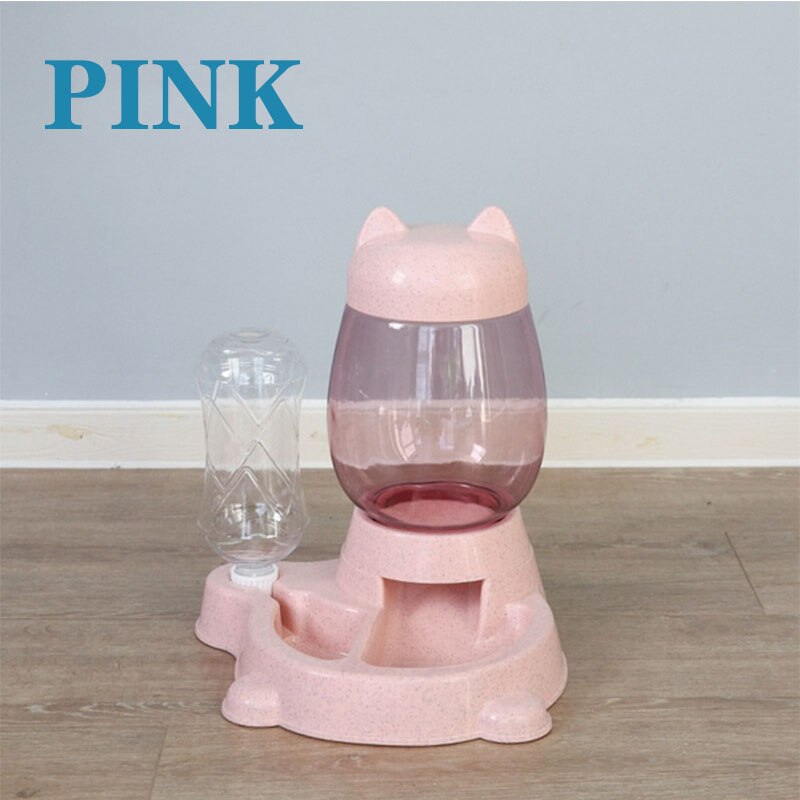 2-in-1 Haustier Automatische Zubringer Haustier Zeug Hund Katze Trinken Schüssel Für Haustiere Wasser Trinken Zubringer Katze fütterung Große Kapazität Spender: Rosa