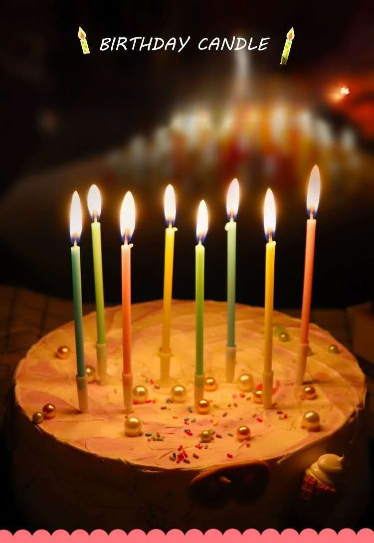 Straight-Rod Rainbow Crystal Pencil Candles - Ideal for Birthday/1st Birthday/Wedding, Party Cake Decor Birthday Candle