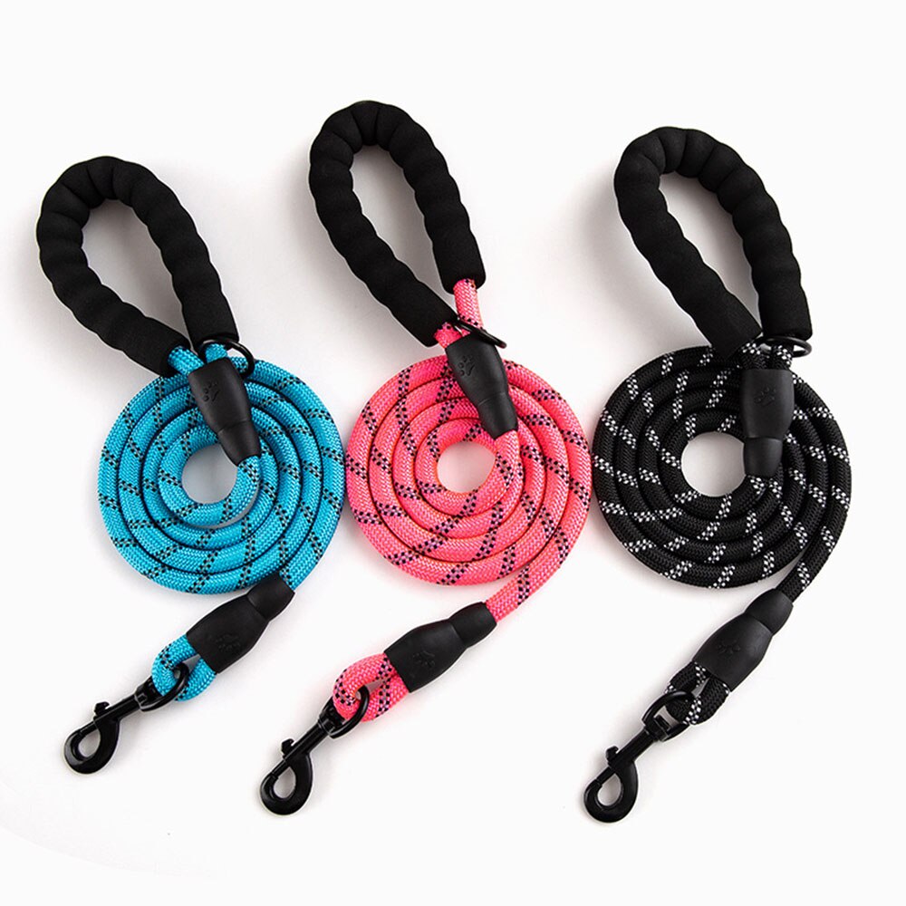 Durable Dog Leash Golden Retriever Medium Large Dog Collar Leash Reflective Lead Nylon Round Rope for Labrador Husky Rottweiler