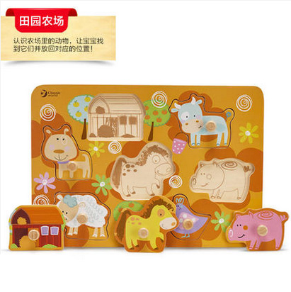 Classic World Wooden Animal Puzzle & Dinosaur Puzzle Jigsaw Wooden Toys Cartoon Animals Puzzles Tangram Child Educational Toy: Farm