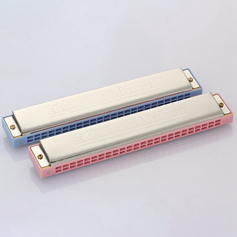 Harmonica 24 Holes Key Kleurrijke Harmonica Mond Piano Orgel Muziek Muziekinstrument Diatonische Harp (Roze)