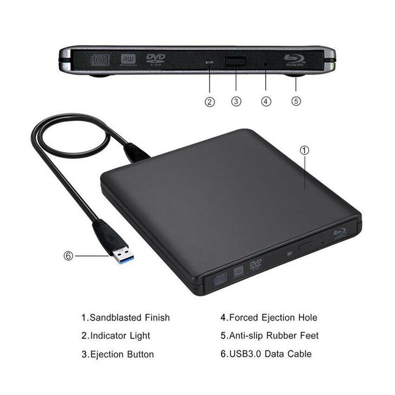 1Pc dysk zewnętrzny USB 3.0 napęd płyt bd-rw palnik DVD Portatil odtwarzacz CD/DVD mobilny napęd optyczny palnik