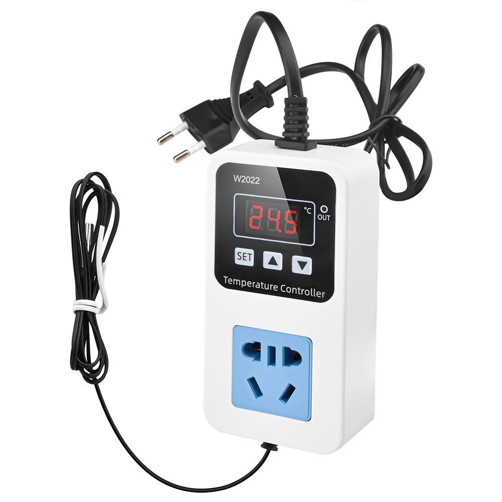 Ac110v 220v w2022 temperature controller thermostat greenhouse temperature controller with high-precision ntc sensor lcd display: Light green