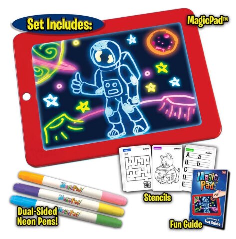 3D Magic Drawing Pad Fluorescerende Tekentafel Kids Puzzel Lichtgevende Magische Graffiti Schrijven 3D Lichtgevende Tekening Pad: red