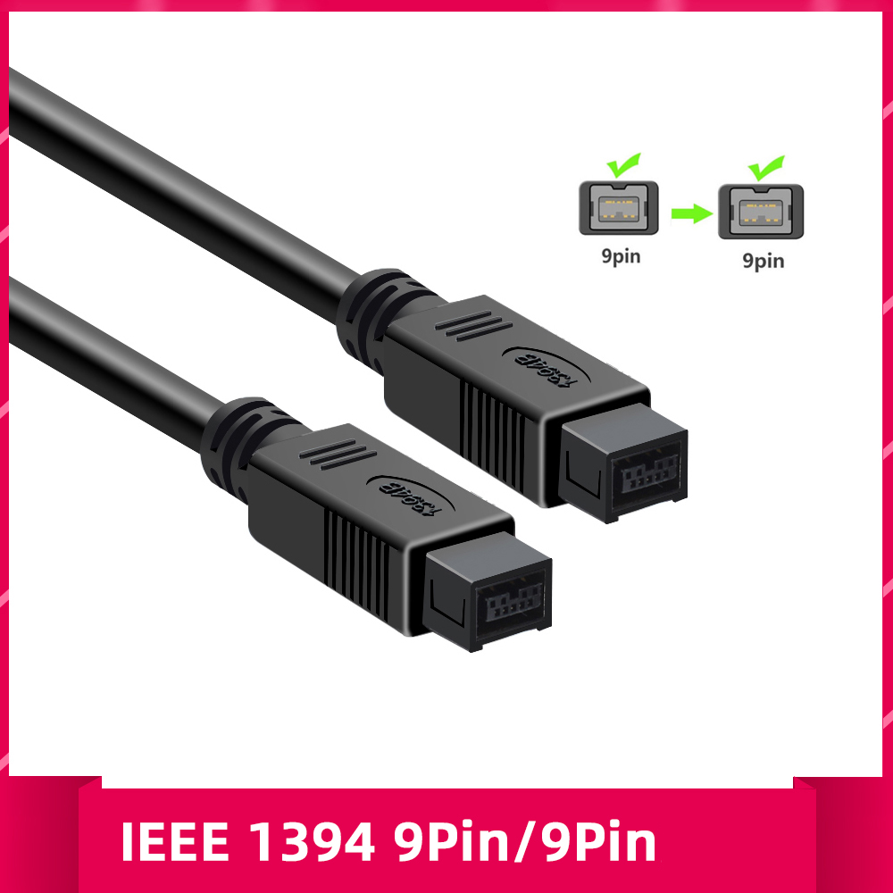 Firewire premium-kabel 800 ieee 1394b 9- bens  to 9- bens 9- bens  to 4- bens ieee 1394a 6- bens  to 6- bens han-til-han 1394 linjer til pc, dv, ilink: Hvid / 1.8m