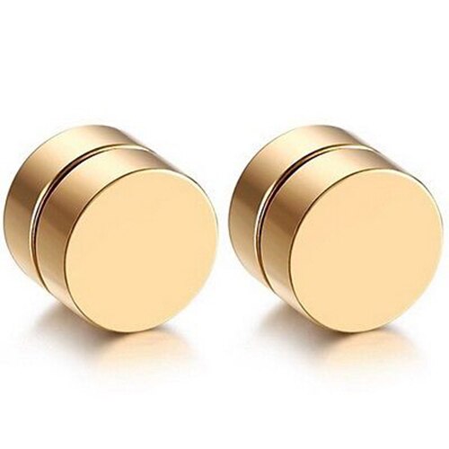 Men Round Stainless Steel Magnetic Clip On No Piercing Ear Stud Earrings jewelry charm earrings