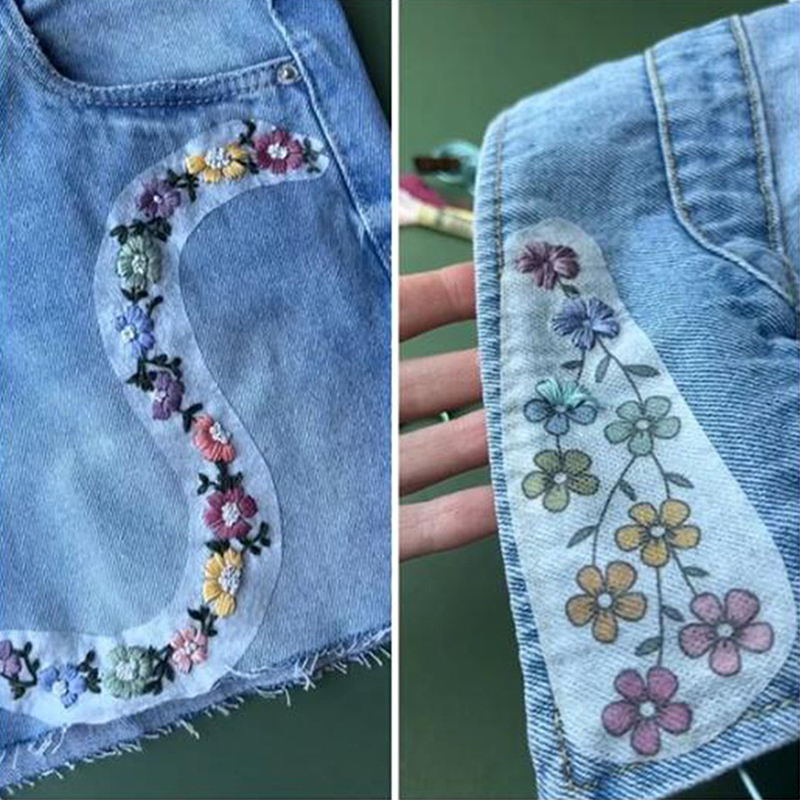 2pc Water Soluble Stabilizer Embroidery Stick And Stitch Embroidery Paper Tear Away Embroidery Stabilizers With Flower Patterns