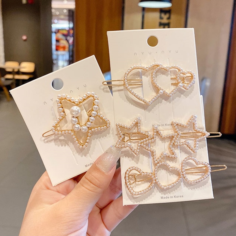 Xwen Store Pearl Clip Headdress Hair Clip Girls Hairpin Top Bangs Broken Hair Side Side Hair Accessories For Women OH2073