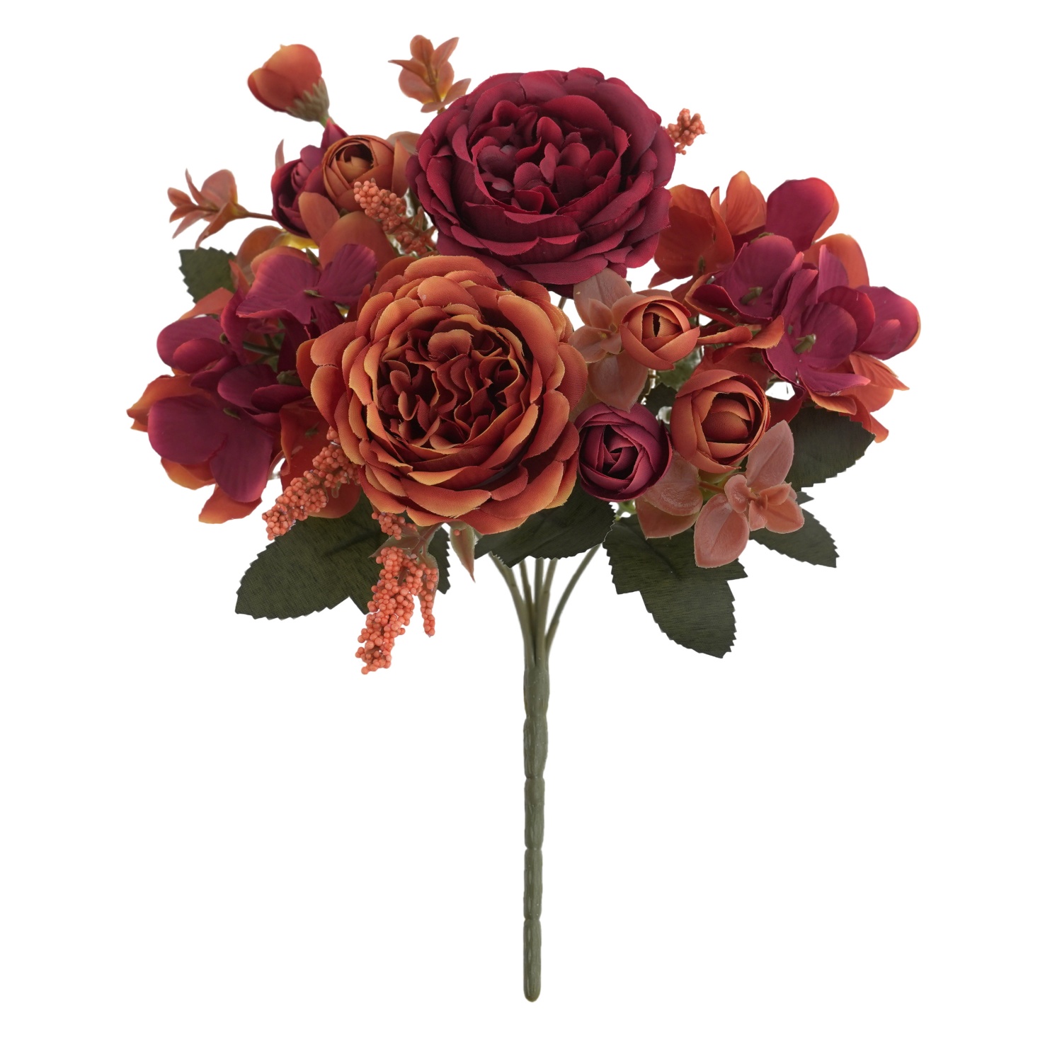 1/5 PCS Vibrant Autumn Artificial Peony & Hydrangea Bouquet | Fall Floral Arrangements for Wedding, Home, Room Party Decor: Brown
