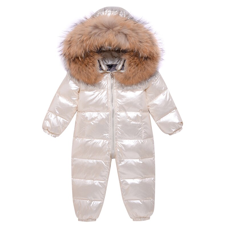 Baby Winter Jumpsuits Kinderkleding Eendendons Jassen Voor Meisjes Jas Kids Jongens Cool Snowsuits Zilver Waterdicht Ourterwear: WHITE / 24M