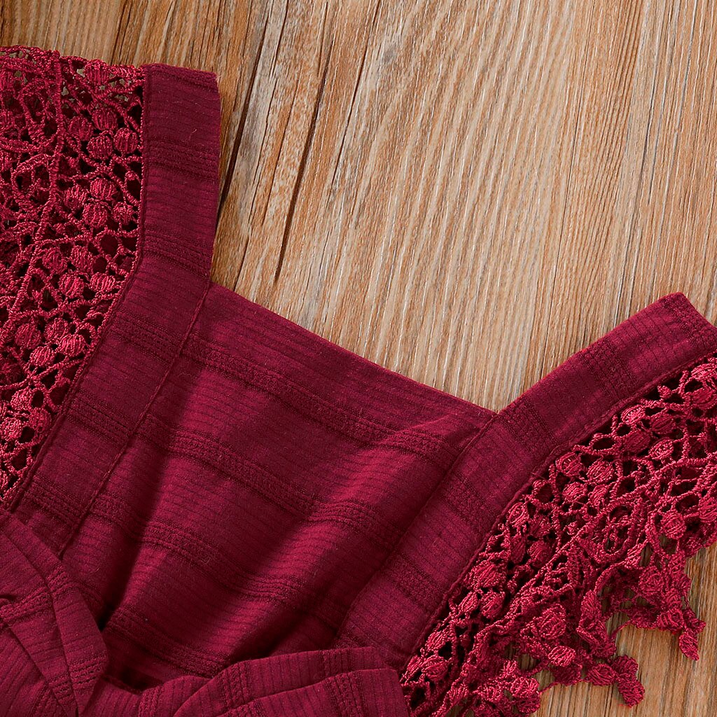 Vêtements en dentelle pour bébés filles et garçons, barboteuse avec nœud solide, tenues pour nourrissons,