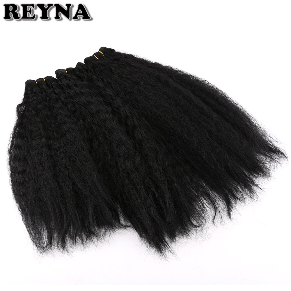 Kinky straight hair extensions 210 gram/lot syntetisk hårvev bunter yaki straight