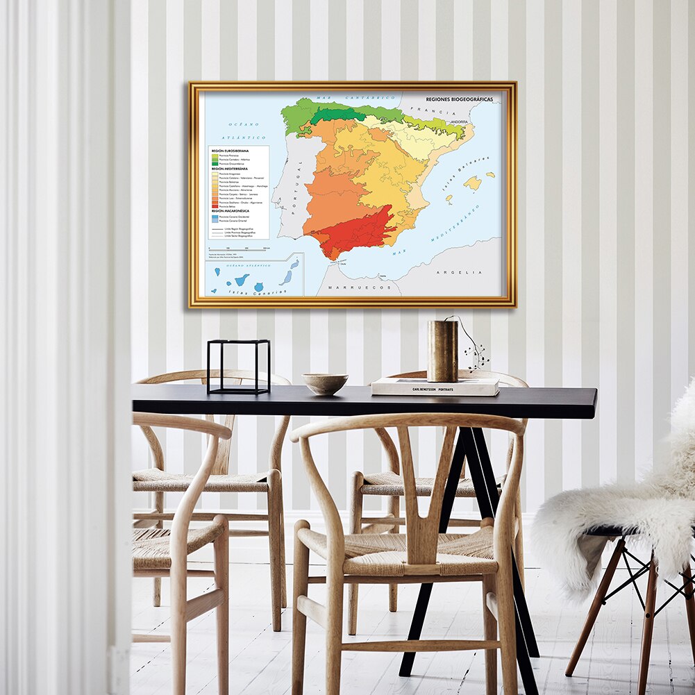 90*60cm In Spanish The Spain Map Region Distribution Wall Art Poster Canvas Painting School Supplies Living Room Home Decoration