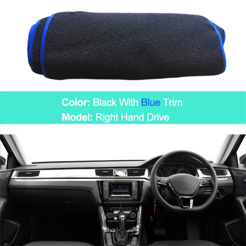 Dla Volkswagen VW PASSAT 2016 2017 2018 2019 2020 B8 nowy 2 warstwa samochodu wnętrze deska rozdzielcza pokrywa mata na deskę rozdzielczą dywan parasol przeciwsłoneczny peleryna Podkładka: RHD niebieski