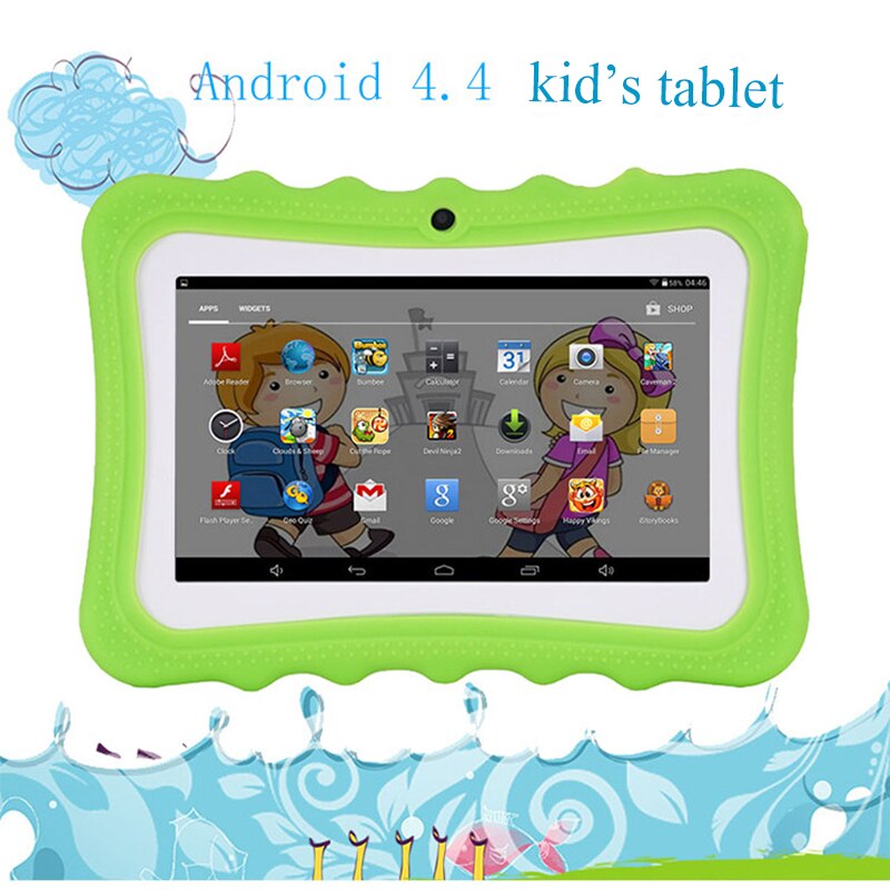 Touch kids Tablet 7 Inch Kids Learning Wifi Tablet Quad Core Education Android 4.4 8GB Dual PC Tablets for Children: Green