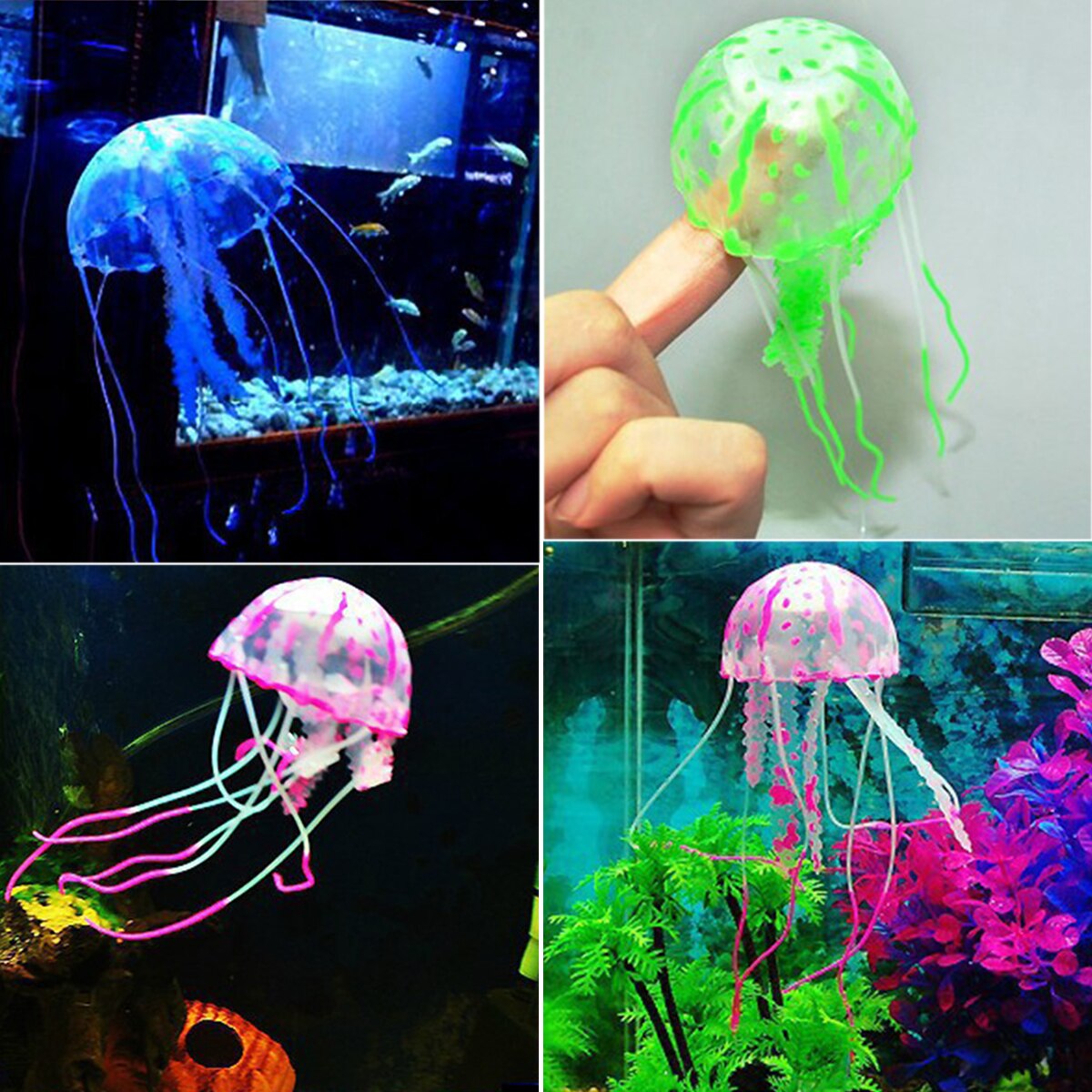 1PC Silicone Simulated Jellyfish Decoration Luminous Artificial Vivid Jellyfish Aquarium Decor Fish Tank Landscaping Ornaments