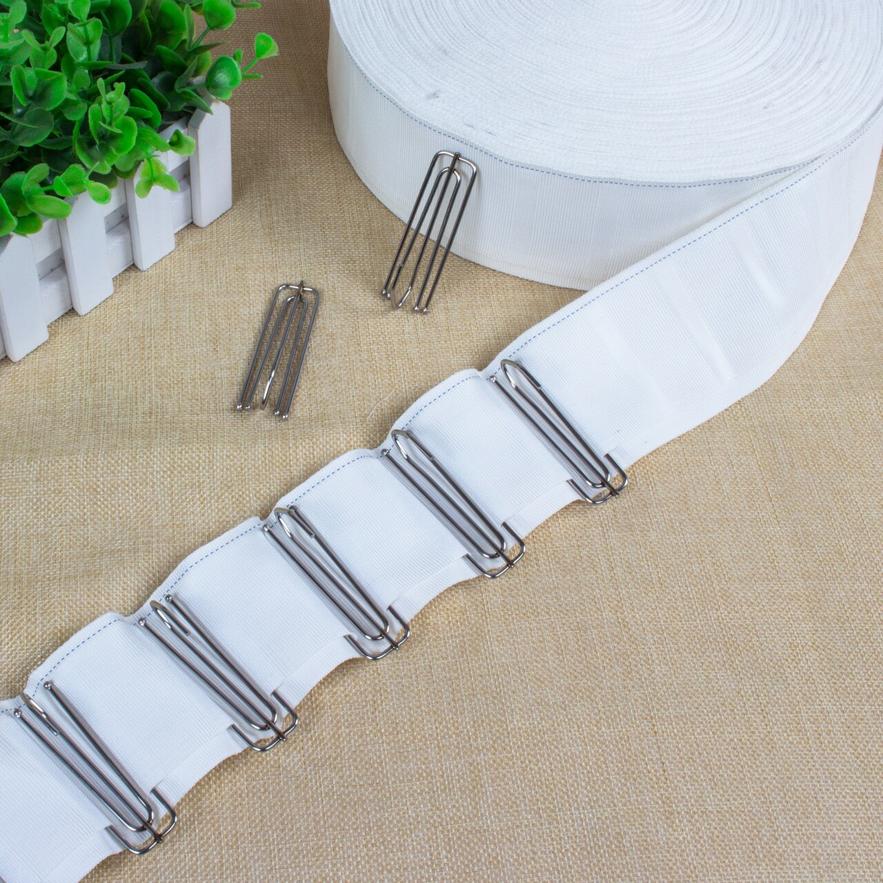 1pcs Curtain Multifunction Tape Curtains Heading Pull Pleated Tape Rod Header 4 Hooks/m White Tape Curtain Accessories
