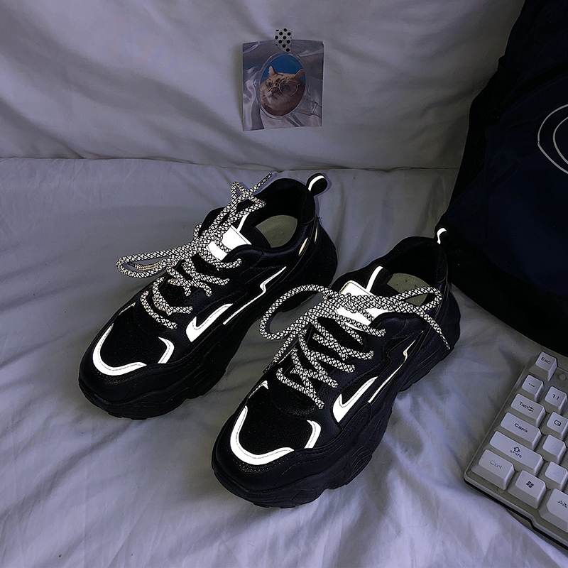 Dames sneakers herfst dames casual schoenen ademend dames platform dad schoenen sneakers zapatillas mujer  m1150: Zwart / 7