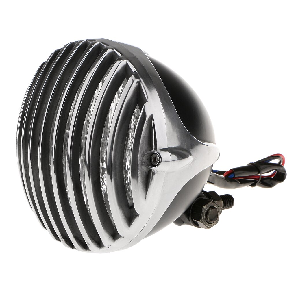 Motorfiets Hoofd Licht Finned Grill Cover Behuizing Lens Voor Chopper Bob