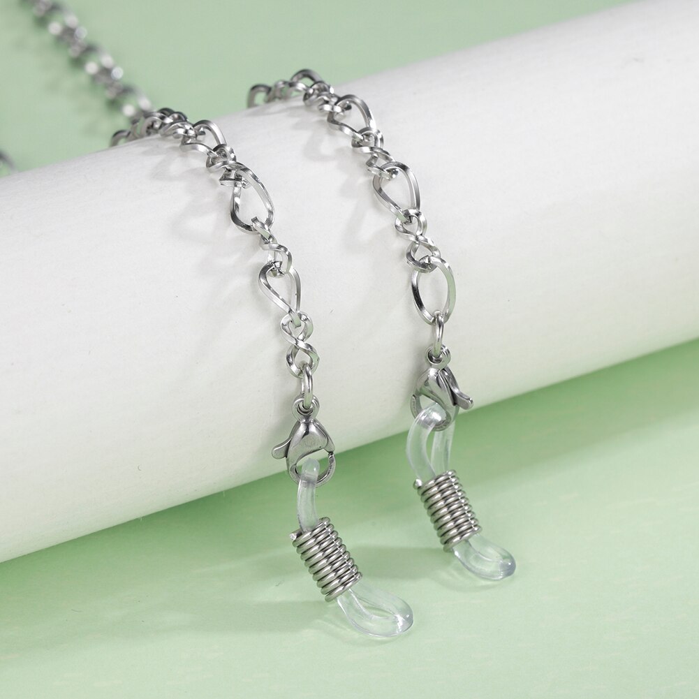 Skyrim dames heren leesbril ketting lanyard roestvrij staal zonnebril kettingen brilband brillenkoord: Staalkleur