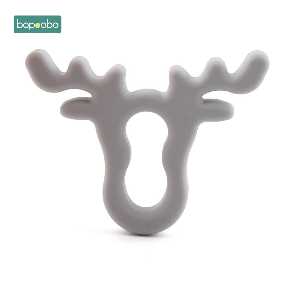 Bopoobo 1pc silikon snöflinga bitring julgran hänge stjärna jul rådjur för baby älg pepparkaka mansbaby bitring