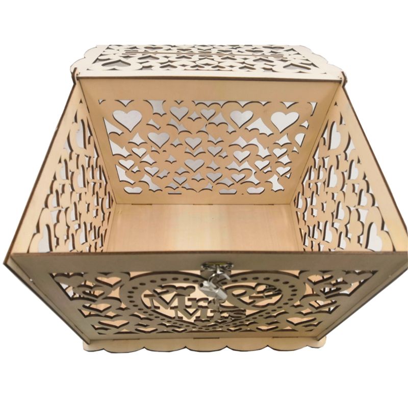 DIY Wooden Hollow Cards Letter Box Container Wedding Party Decor for Home and Bedroom Cards Box