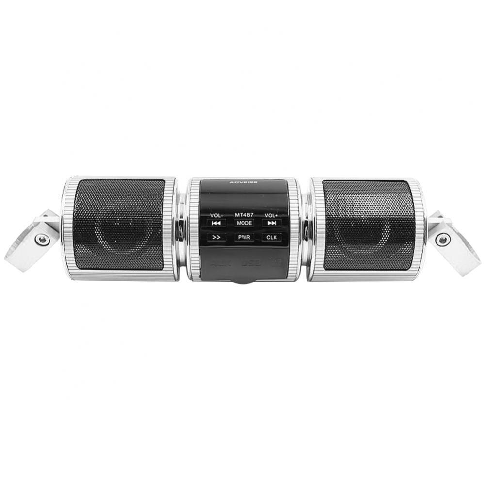 motorcycle radio motorcycle music Waterproof Motorcycle MP3 Bluetooth-compatible FM Radio Stereo Speaker Audio Music Player: Silver